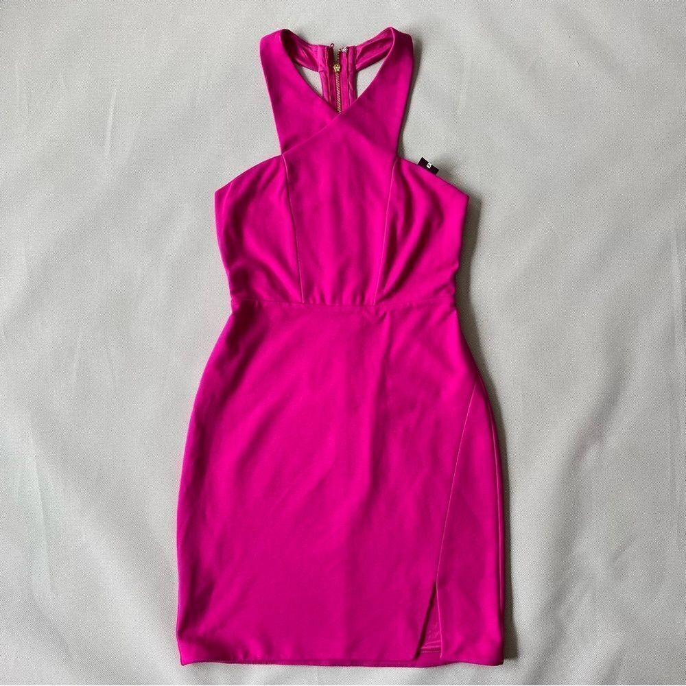 EXPRESS Fuchsia Pink High Neck Halter Mini Dress NEW Women’s Size 4